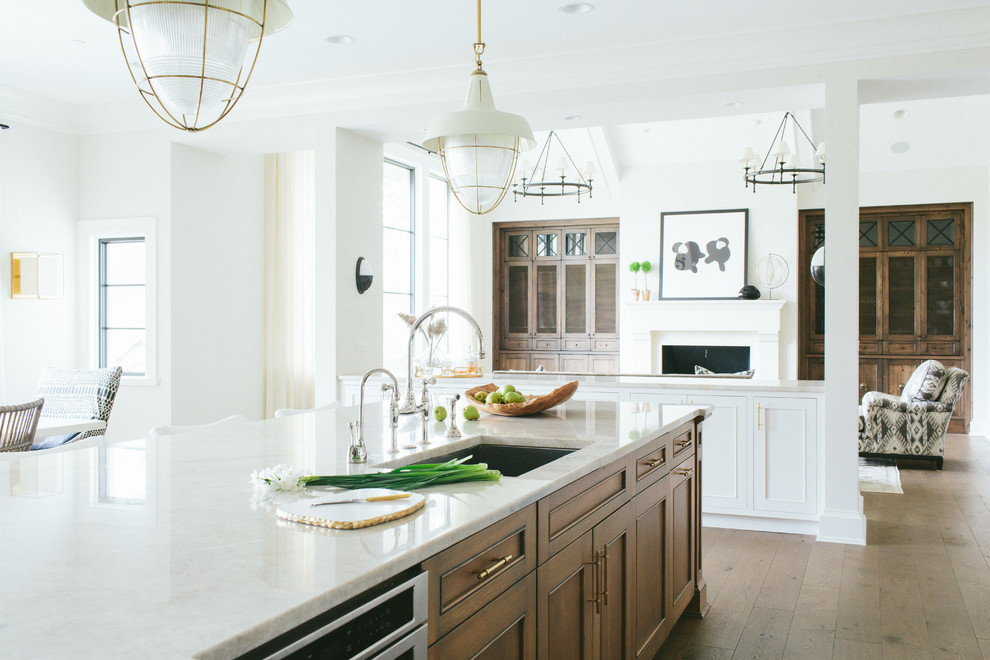 Example of a transitional kitchen design in Chicago