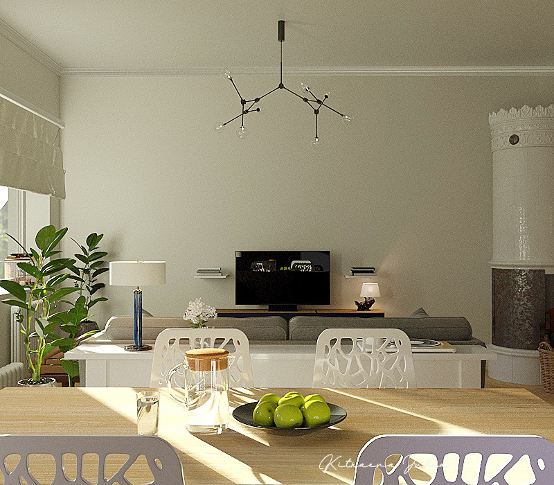 Визуализация гостиной в Скандинавском стиле