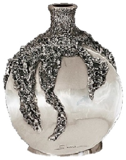 Silver Plated Round Vase Contemporary, Silver Round Vase