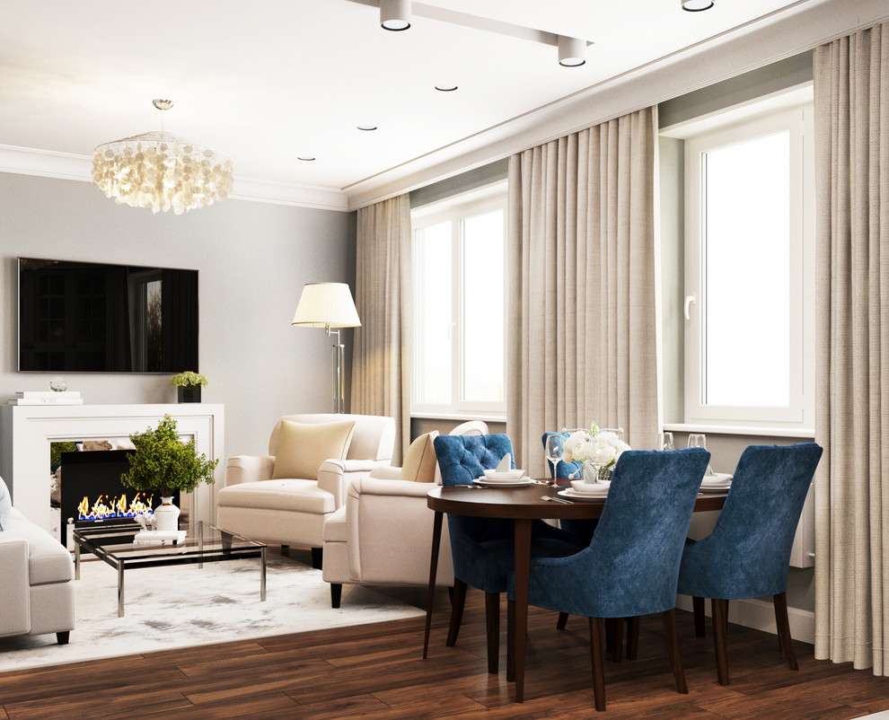 Американская современная классика. Гостиная-кухня