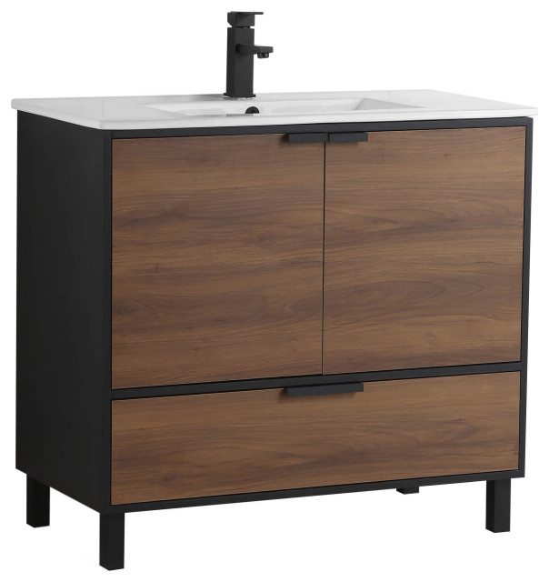 Fine Fixture Bathroom Vanity and Sink, 24"Clasic Gray ADA Compliant, 36" Transitional
