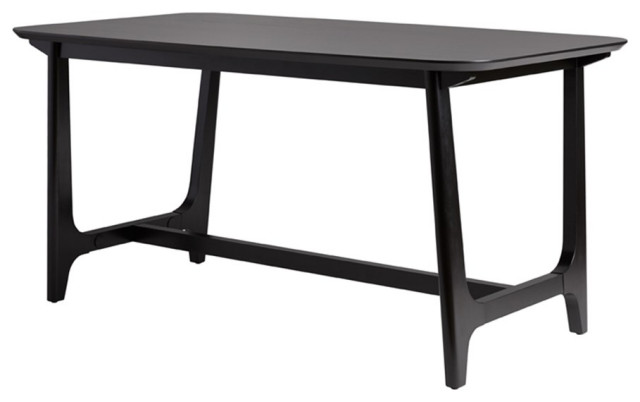 Walker Edison Modern Solid Wood Trestle Base Dining Table - Black Ash ...