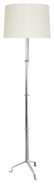 Worlds Away Alvaro Metal Floor Lamp, Silver Leaf