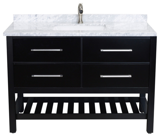 Natalie Fa 48 Bathroom Vanity With White Carrera Marble Counter Top Espresso - Espresso Bathroom Vanity With White Top Natalie Fa 48 Bathroom Vanity With White Carrera Marble Counter Top Espresso - Espresso Bathroom Vanity With White Top