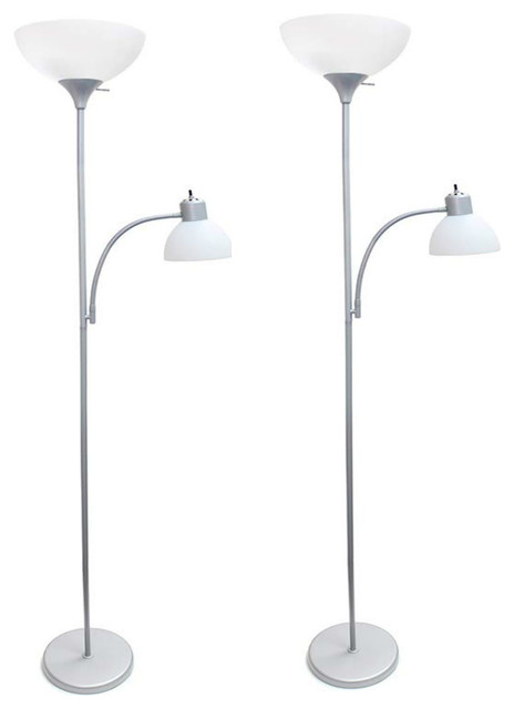 Lf2000 Slv Simple Designs Floor Lamp With Reading Light Silver Pack Of 2 Transitional Sets By Virventures Houzz Lf2000 Slv Simple Designs Floor Lamp, Baseball Bat Floor Lamp
