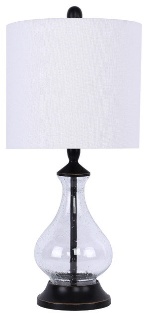 22 Clear Seeded Glass Accent Lamp, Clear Acrylic Table Lamp Base