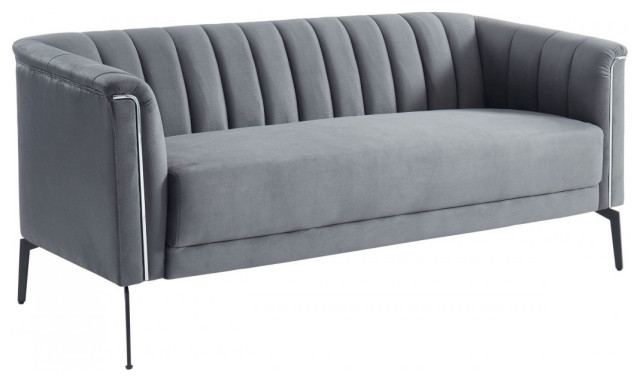 Divani Casa Patton Modern Style Dark Grey Fabric Finish Sofa