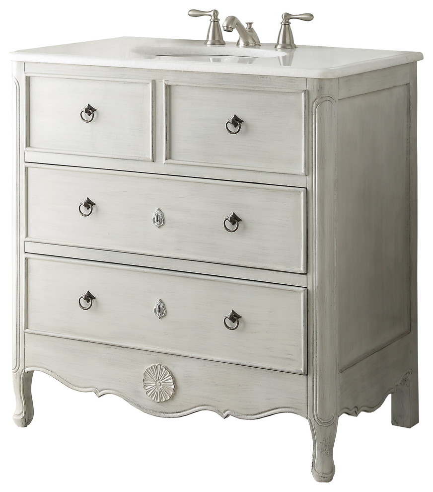 34" Daleville Shabby Chic Bathroom Vanity Traditional Bathroom
