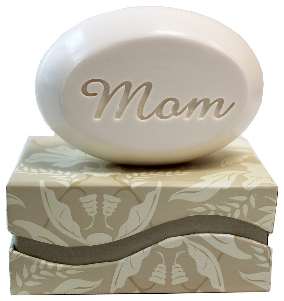 Personalized Scented Soap Bar Gift Set Engraved with Mom, Bamboo Birch
