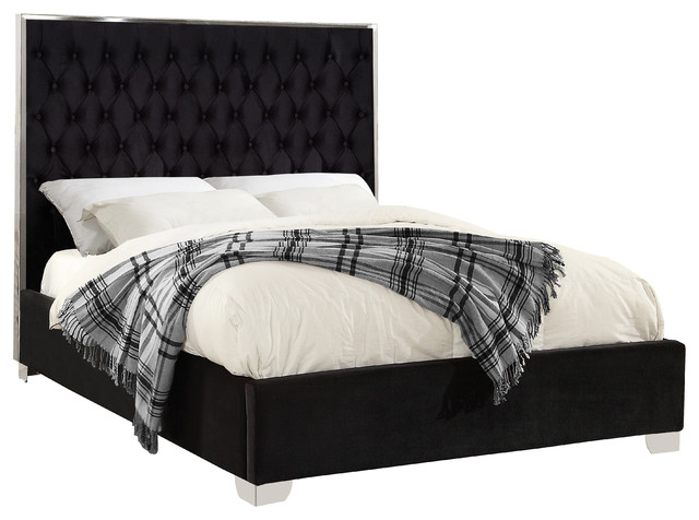 Lexi Velvet Bed Contemporary, Black King Platform Bed Frame