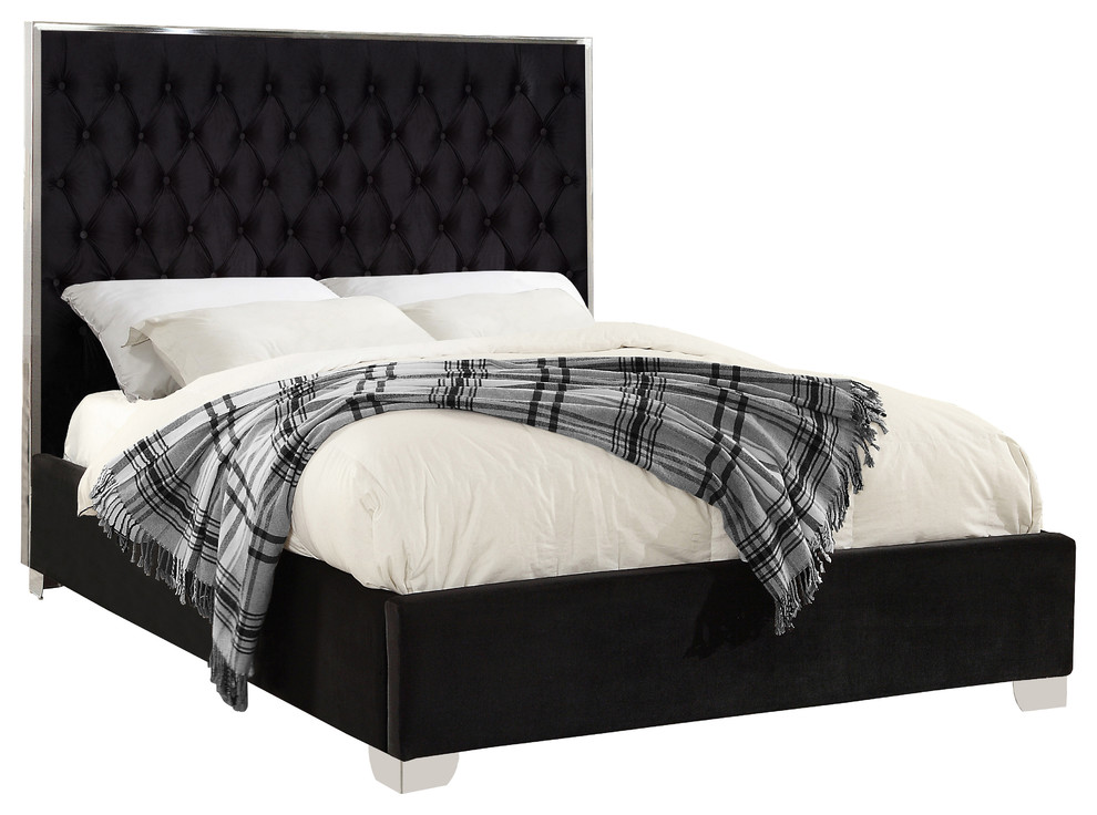 Lexi Velvet Bed Contemporary, Black Velvet Bed Frame