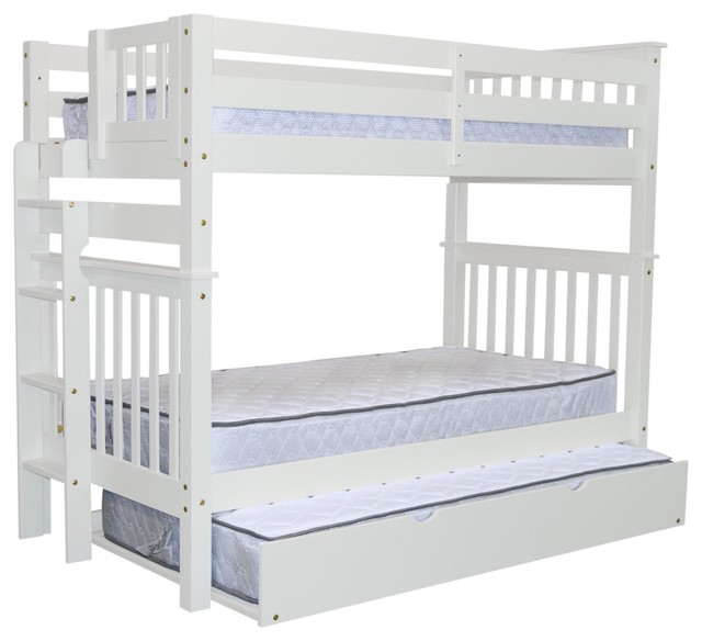Bedz King Bunk Beds Tall Twin Over End Ladder And Trundle Bedz King Bunk Beds Tall Twin Over End Ladder And Trundle White