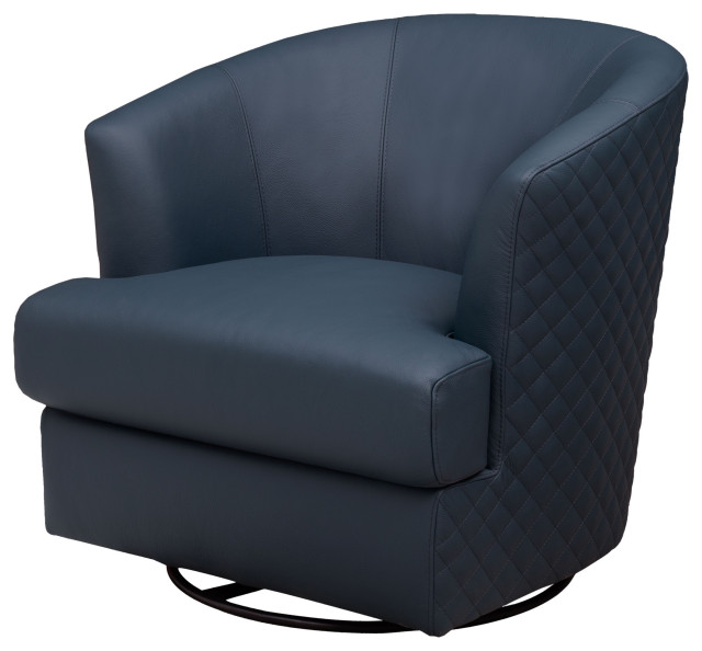 navy blue leather swivel chair