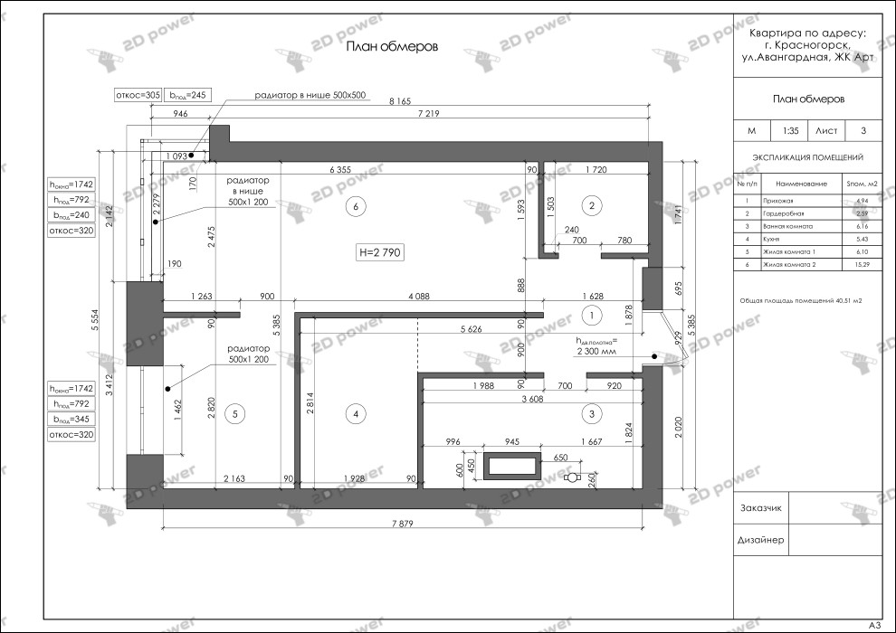 Рабочая документация для дизайн-проекта квартиры