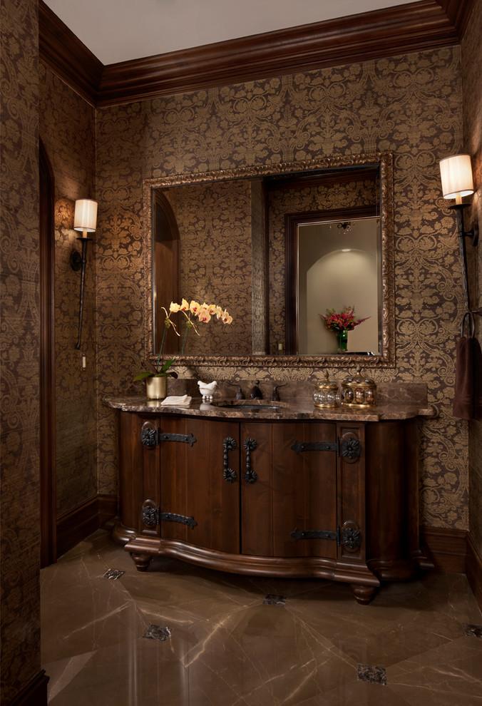 Inspiration for a traditional powder room in Detroit.