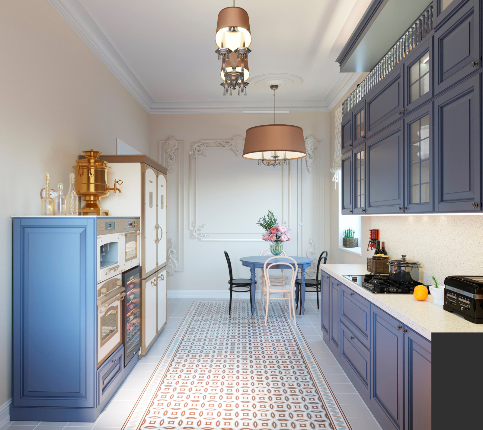 Кухня в пятикомнатной квартире в старом фонде в Санкт-Петербурге