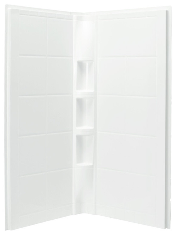 Sterling Intrigue 39"x39"79.5" Vikrell Corner Shower Wall Set, White, 4.25"x4.25"x75