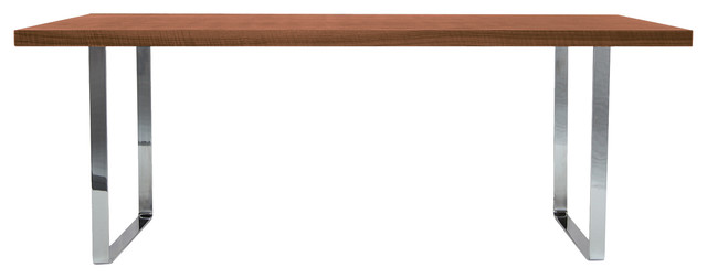 Bosphorus Dining Table, Large, Chrome Base, Walnut contemporary-matbord