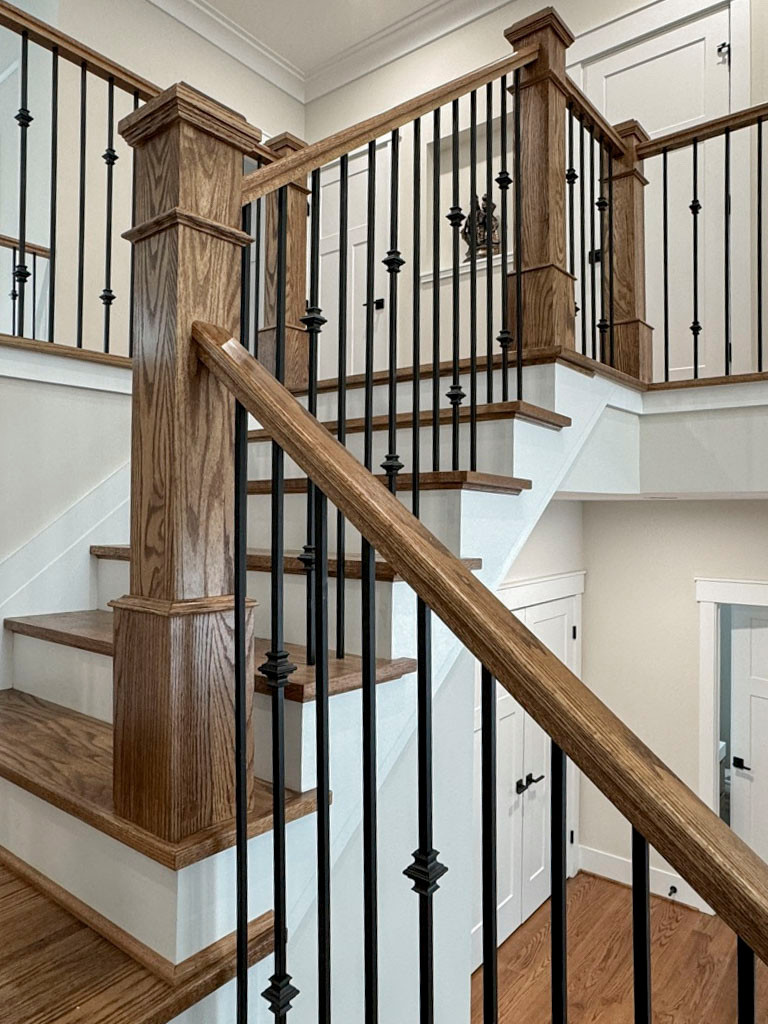 117_Distinct Oak Staircase with Iron Balusters & Oak Rail Profile, Chantilly VA