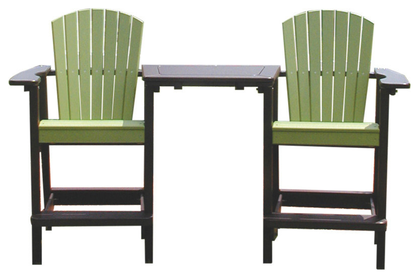 All Recycled TeteATete Table, Counter/Bar Height Adirondack Chairs Contemporary Outdoor