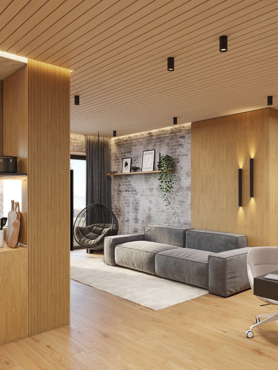 Интерьер таунхауса в стиле минималистичный лофт