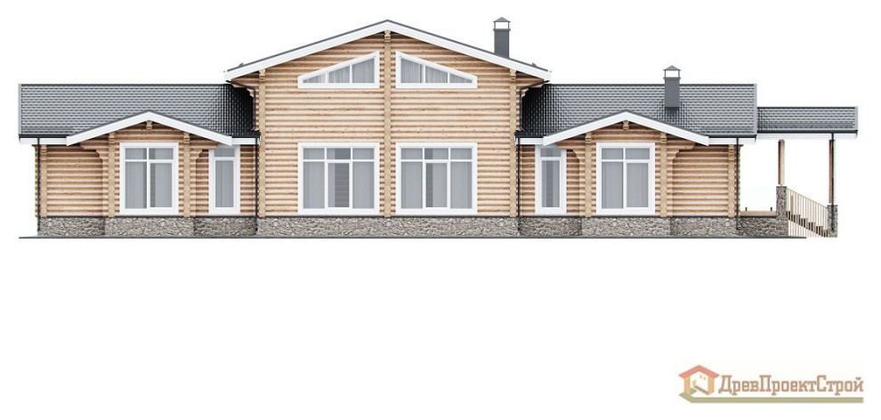 Дом из оцилиндрованных бревен 443,92м². Размеры 27400 х 15630.Проект № 307