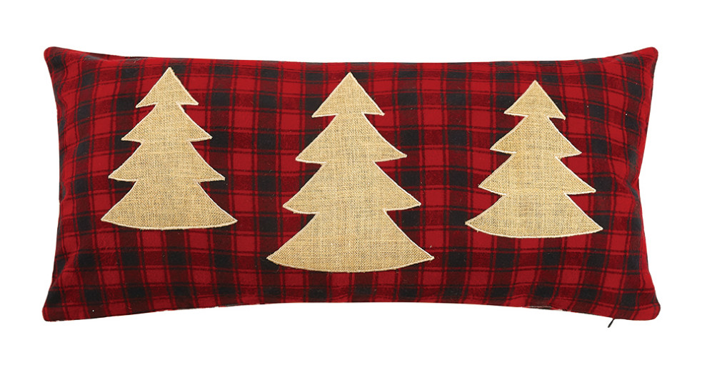 Christmas Trees Embroidered Appq Pillow