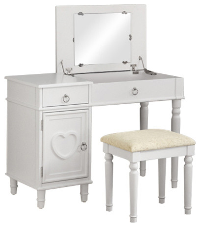 Seraph Vanity Set Featuring Stool And, Vanity With Fold Down Mirror