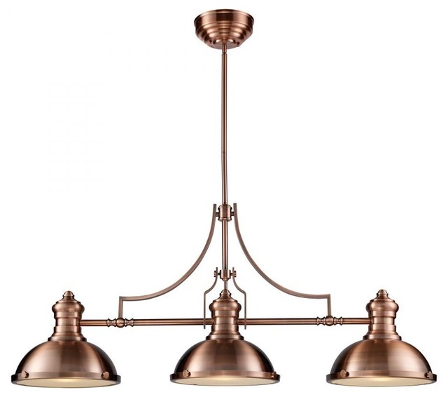 Elk Lighting Chadwick 3 Light Billiard Antique Copper Elk Lighting Chadwick 3 Light Billiard Antique Copper