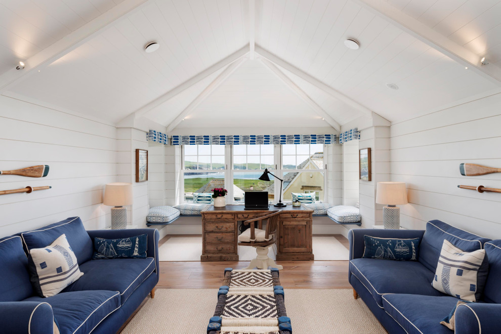 Design ideas for a beach style home office in Devon.