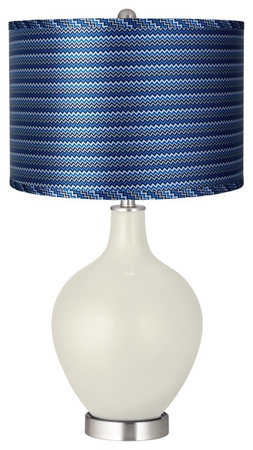 Vanilla Metallic - Blue Zig Zag Shade Ovo Lamp