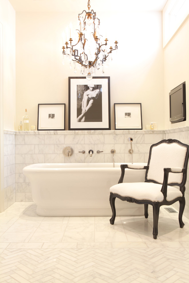 Example of a large transitional master bathroom design in Calgary