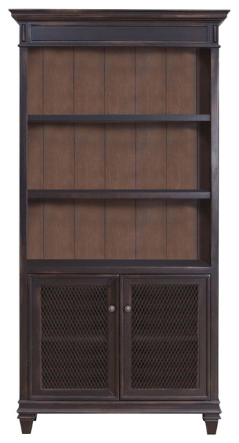 Beaumont Lane Library Bookcase In 2 Tone Distressed Black