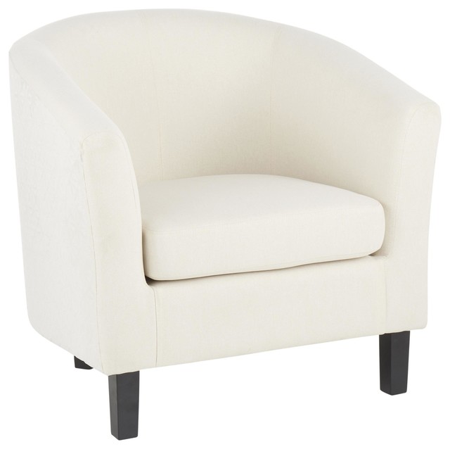 Claudia Contemporary Barrel Chair by LumiSource, Black Wood, Cream Fabric