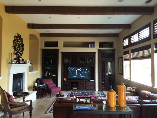 Living Rooms With Faux Wood Beams Transitional Living