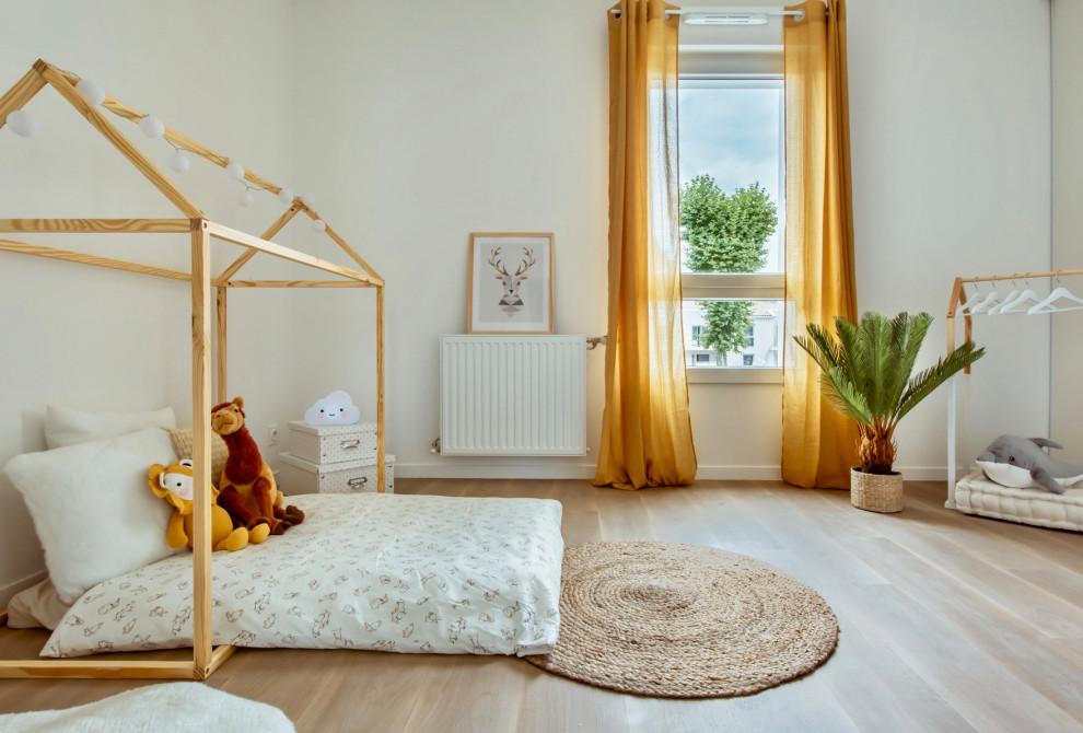 Idée de décoration pour une chambre de bébé nordique.