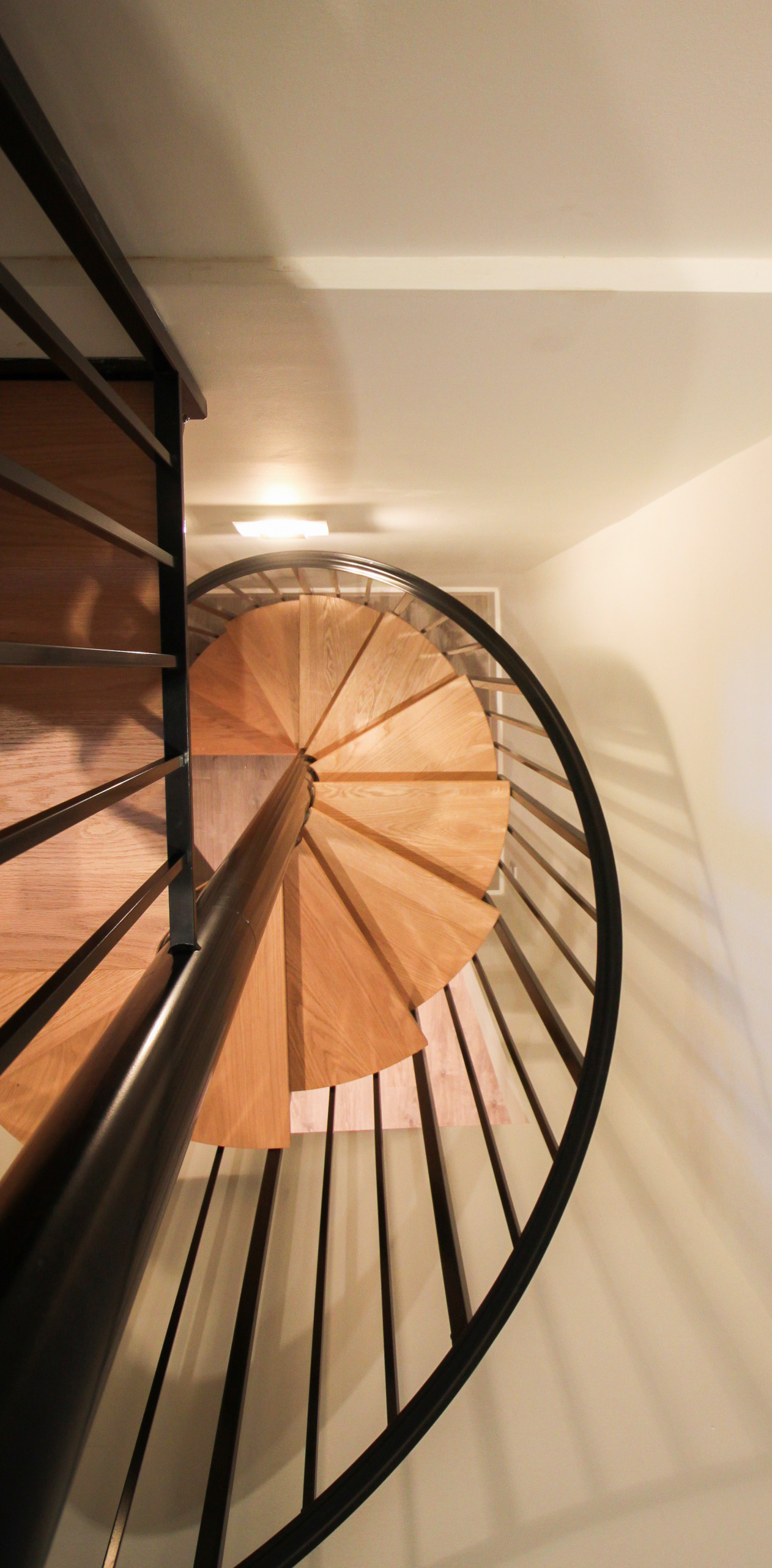 62_Natural Wood Treads & Jet-Black Metal Custom Spiral Stairway, Bethesda MD 208