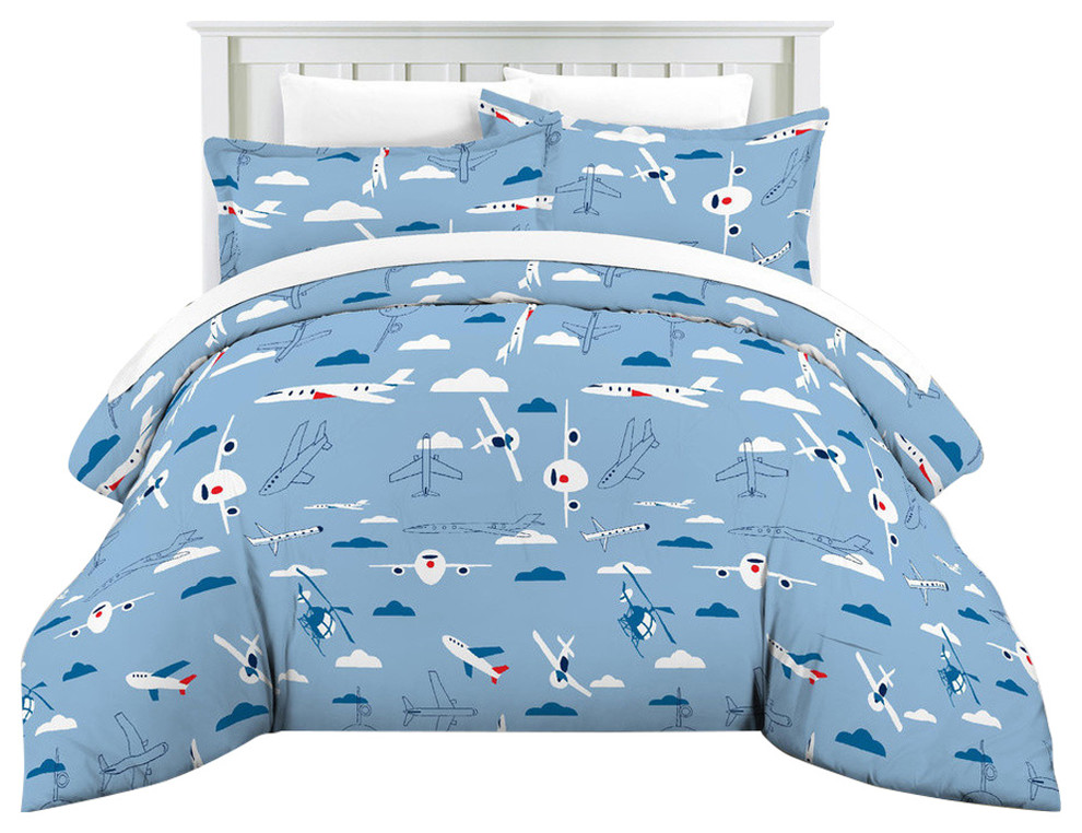 Lullaby Airplanes Bedding Printed Comforter Set Contemporary