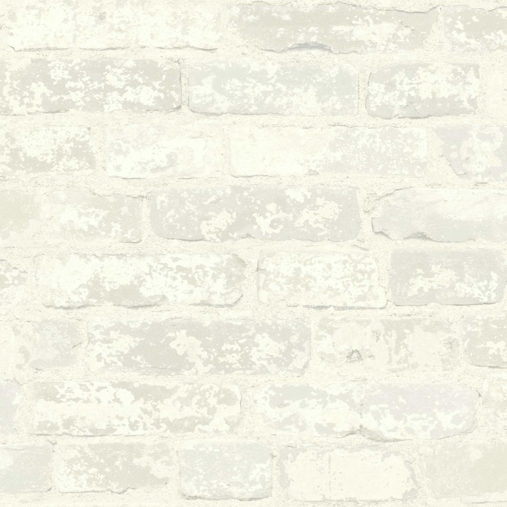 RoomMates AVE10428 Stuccoed White Brick Peel and Stick Wallpaper White