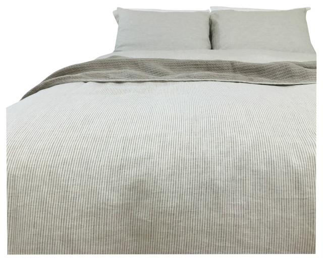 Natural Linen Ticking Stripe Bedding Contemporary Duvet Covers