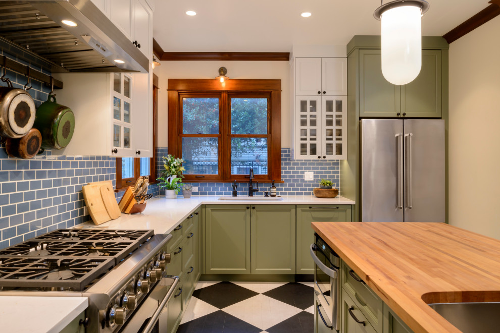 Example of a transitional kitchen design in Seattle