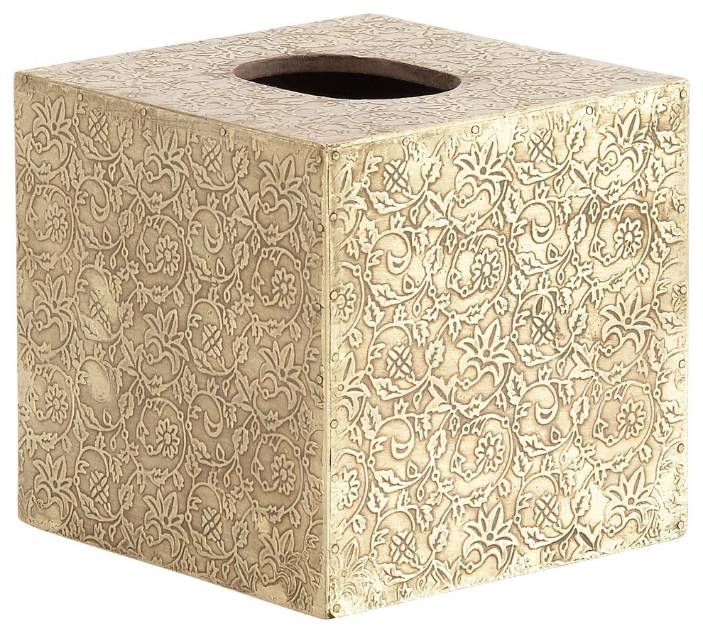 GwG Outlet Wooden Brass Square Tissue Box, 6  x6