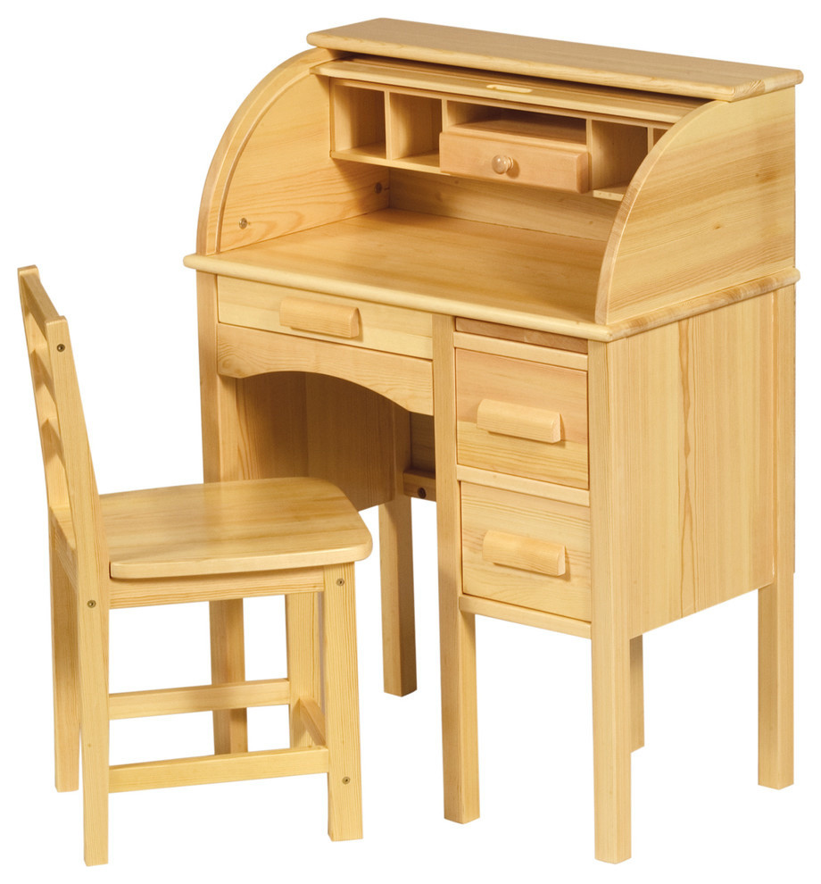 Jr. Roll-Top Desk and Chair Set, Light Oak
