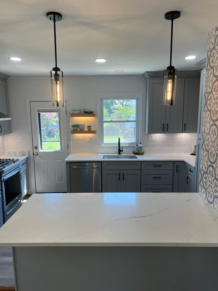 Modern Kitchen Remodeling in D.C with Grey cabinets and Quartz ...