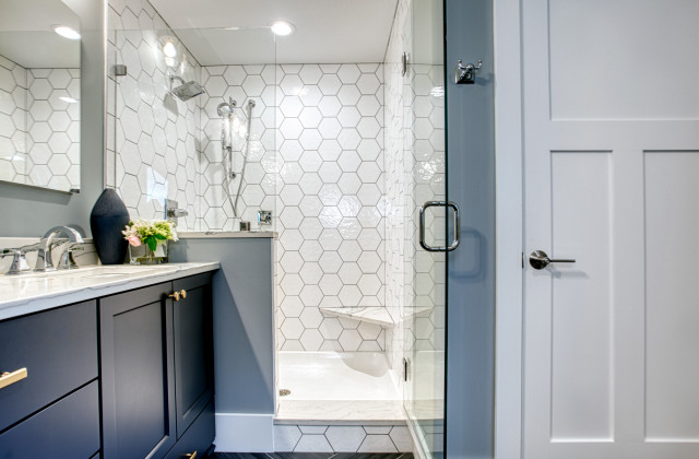 Classically Coastal Custom Home bathroom