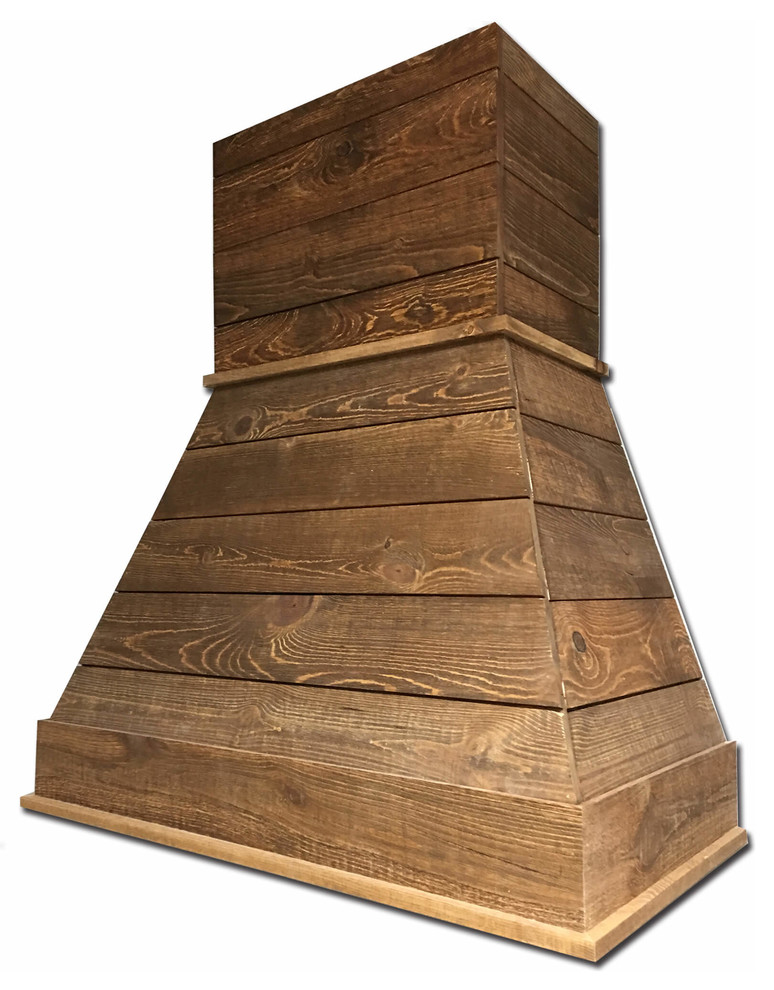 Castlewood Rustic Shiplap Chimney Range Hood - Brown, 30" (31" W/Trim), No Ventilator or Liner