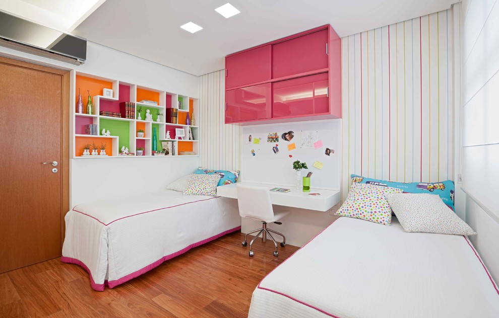 Design ideas for a contemporary kids' room for girls in Other.