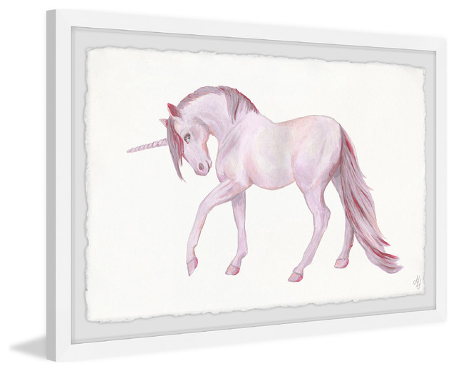 "Pink Majestic Unicorn" Framed Painting Print, 30"x20" - Contemporary - Prints And Posters - by ...