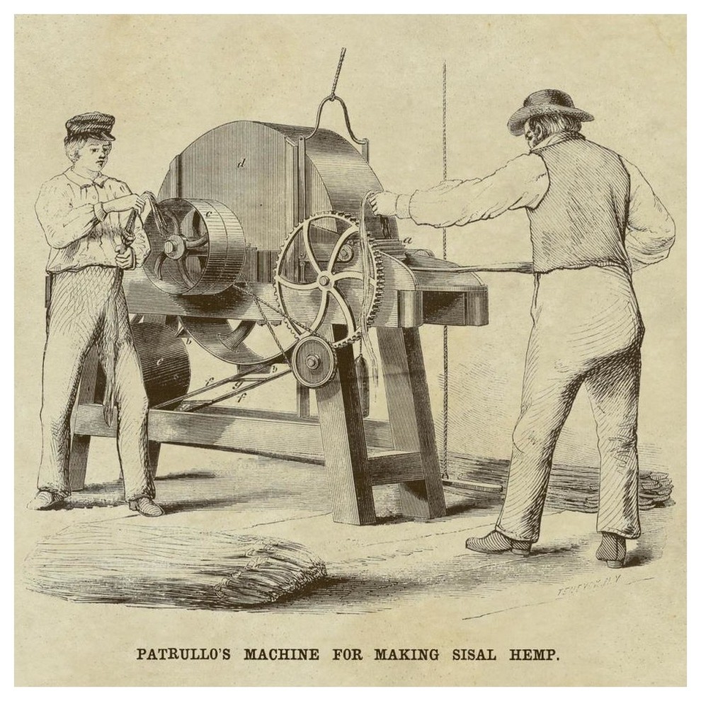 "Patrullo's Machine for Making Sisal Hemp" Paper Print by Inventions, 42"x42"