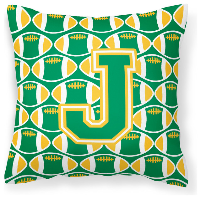 Letter J Football Green and Gold Fabric Decorative Pillow ...